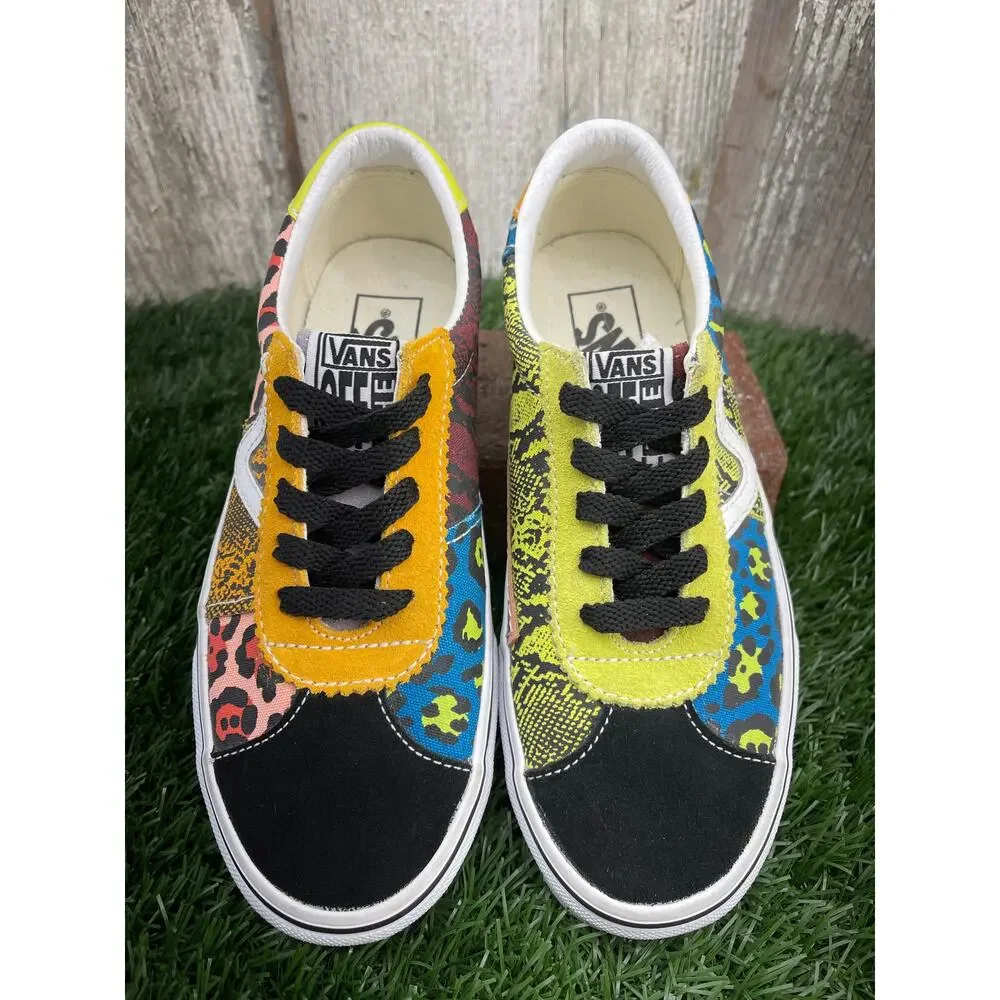 RARE Vans Sport Patchwork Leopard Snake Multicolor Sneaker Shoes 6